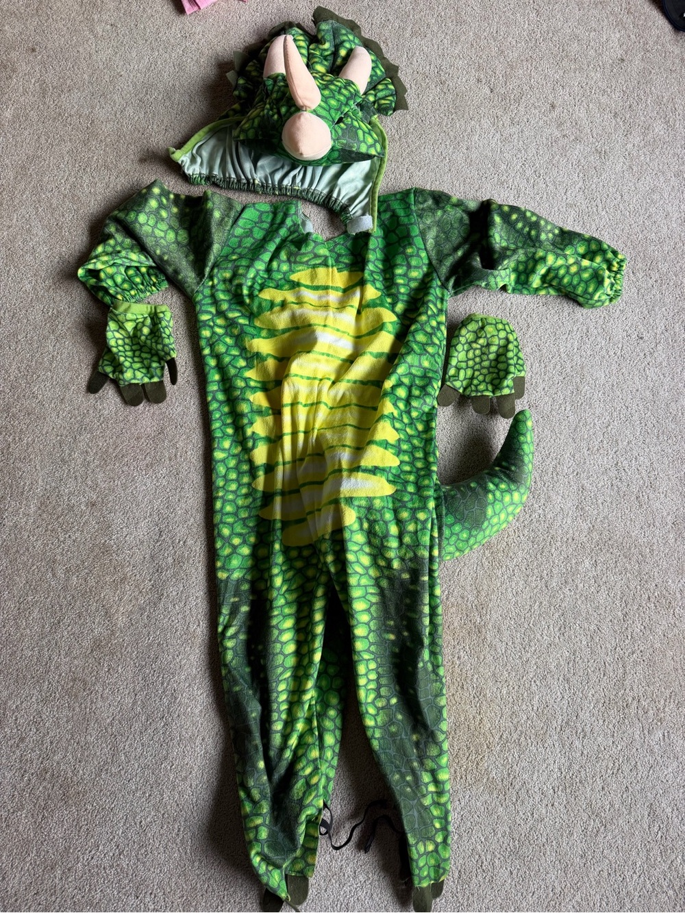 Green Dinosaur Kids Costume with Hood and Tail